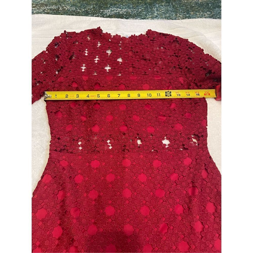 Lulus Burgundy Crochet Laced Bodycon Midi Dress Size S/ Party/ Cocktail/Formal - Picture 13 of 15